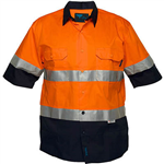 PRIME MOVER MA802 COTTON DRILL SHIRT SHORT SLEEVE LIGHTWEIGHT WITH TAPE 2TONE