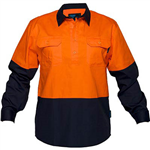 PRIME MOVER MC801 COTTON DRILL SHIRT LONG SLEEVE LIGHTWEIGHT CLOSED FRONT 2TONE