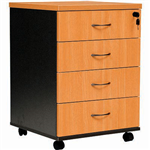 OXLEY MOBILE PEDESTAL 4 DRAWER BEECHIRONSTONE