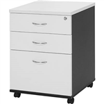 OXLEY MOBILE PEDESTAL 2 DRAWER 1 FILE WHITEIRONSTONE